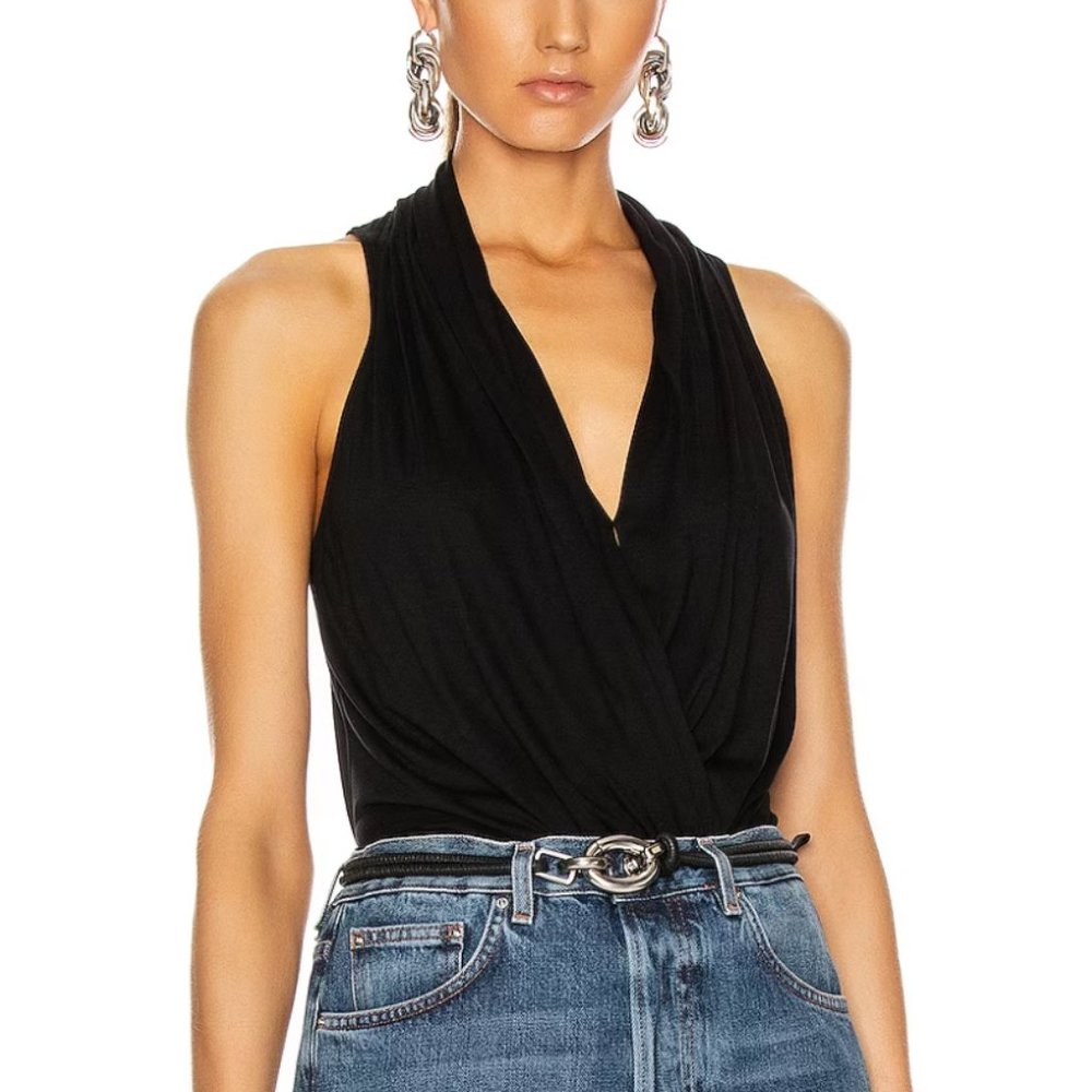NEW Helmut Lang Black Overlap Top Size XS